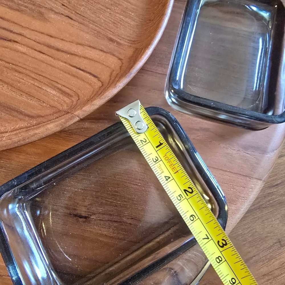 Digsmed Denmark Teak Lazy Susan 8 Smoked Glass Dishes Mid Century Modern - Picture 13 of 13